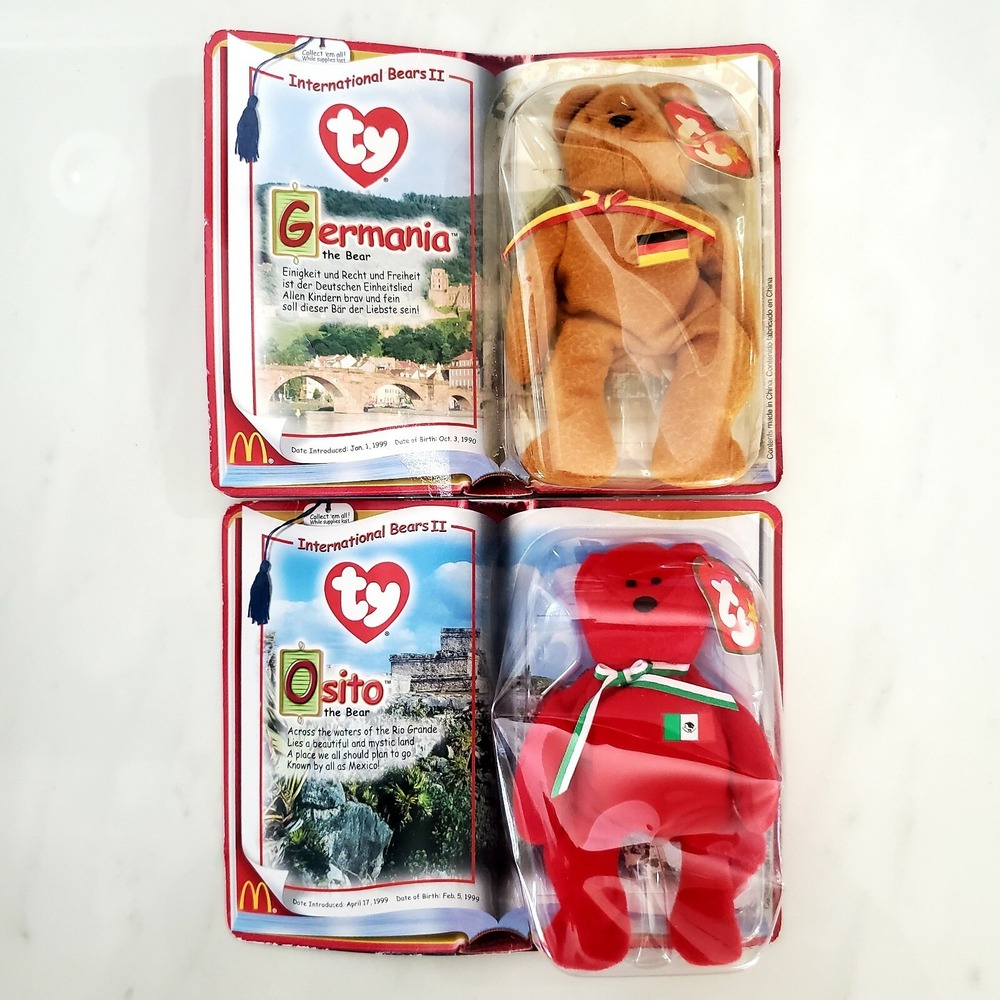 McDonalds Ty Beanie Baby International Bears II  - Lot of 2 - Germania - Osito
